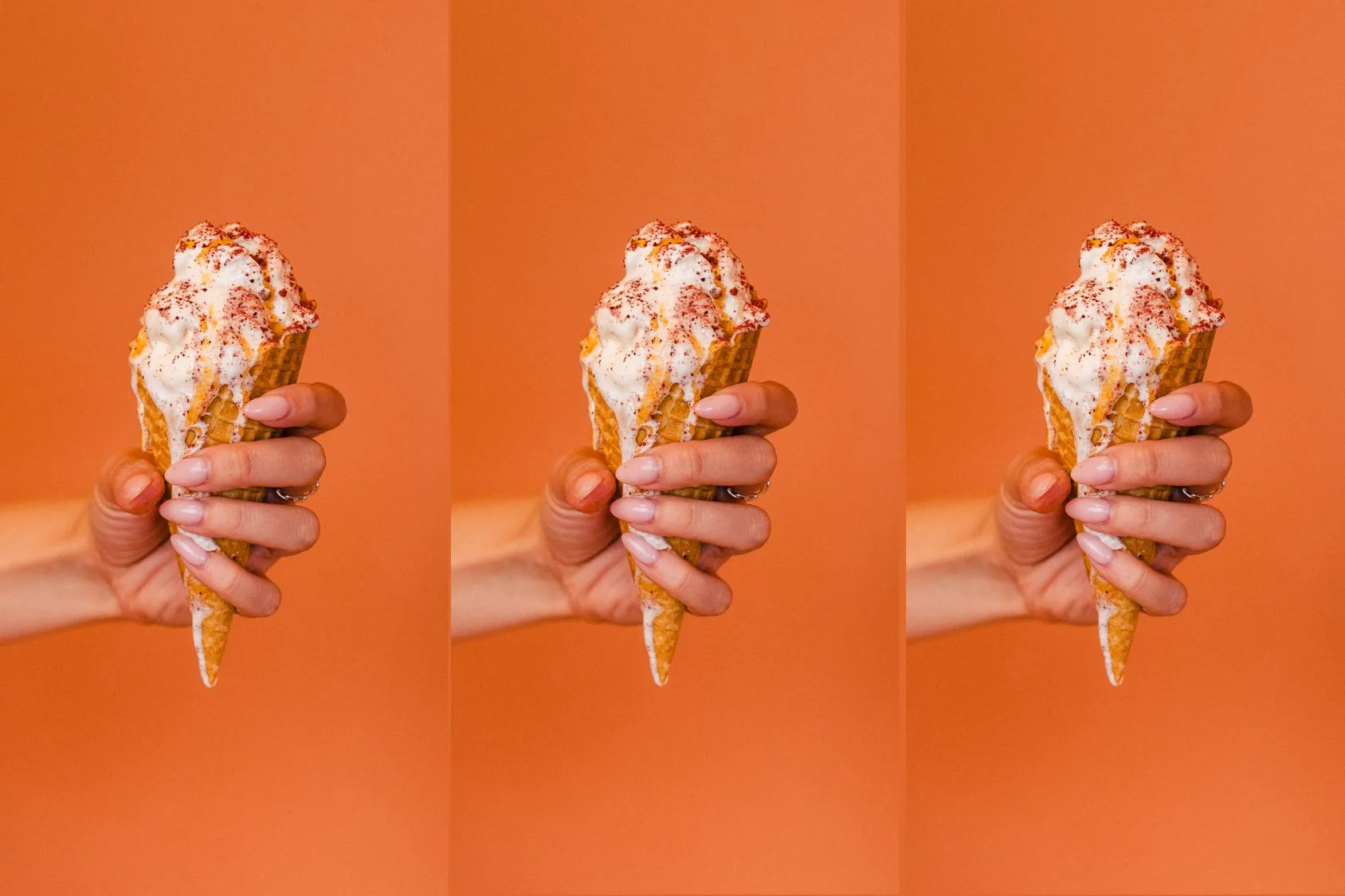 Three ice cream cones