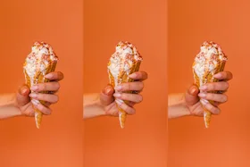 Three ice cream cones