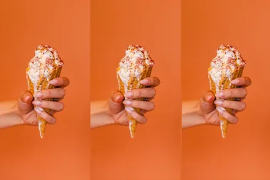 Three ice cream cones
