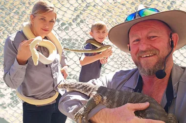 Brooke, Jensen and Tony with some reptiles.