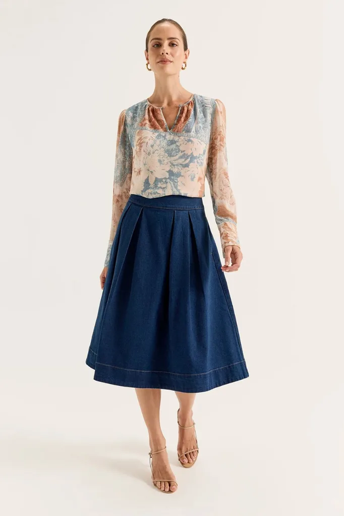 Review denim a-line skirt