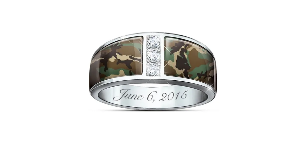 Personalised Gift Wedding Band Camo