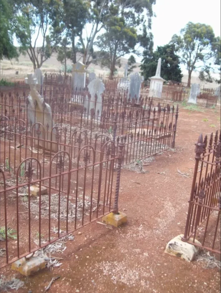 graves in graveyard surrounded by fences