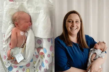 Image of newborn girl and mum