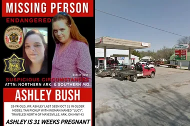 Images of missing poster and gas station