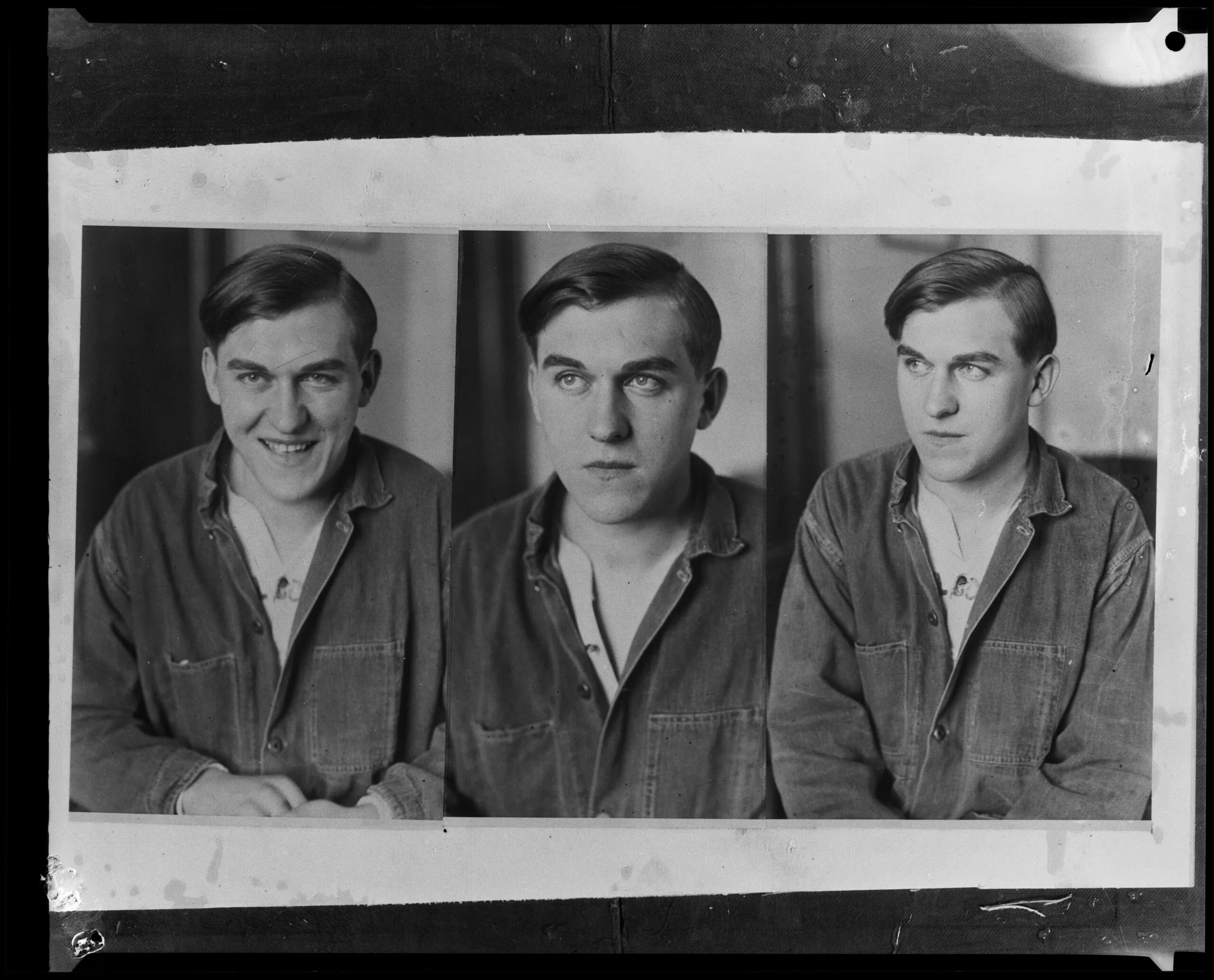 Three images of a man with different expressions