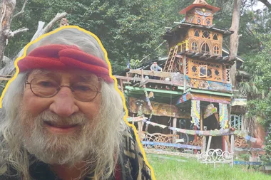 In the forefront is Bob with a yellow outline around him. In the background is his treehouse.