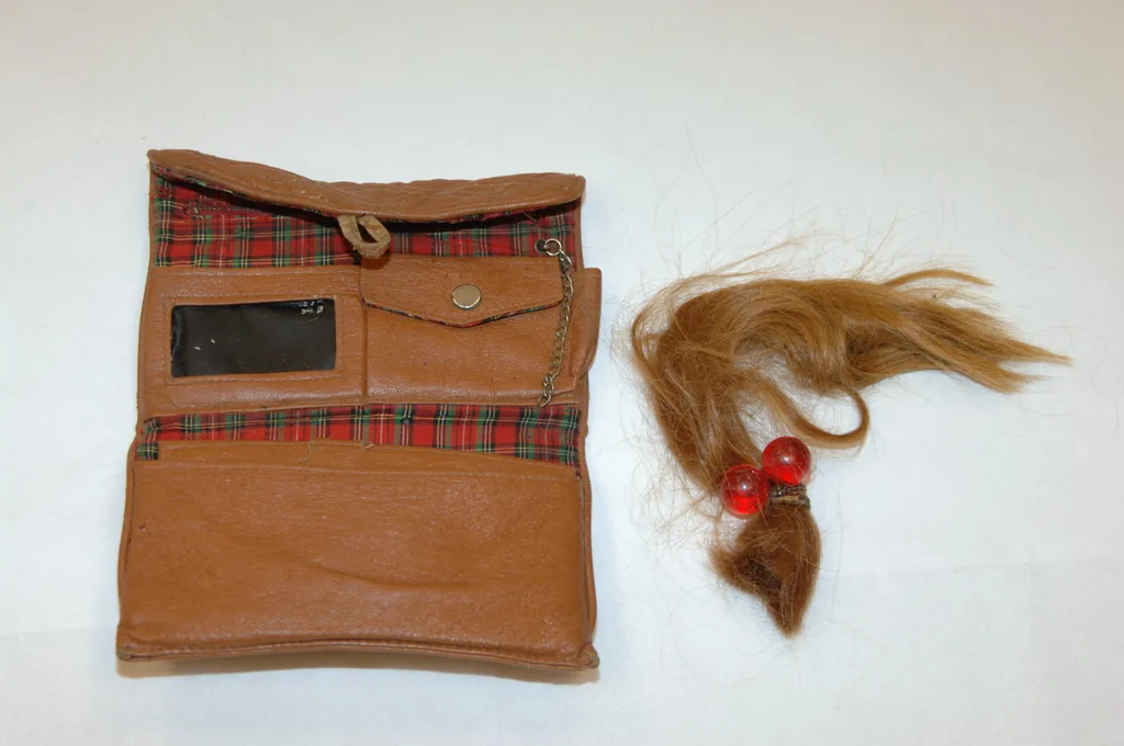 Items from David Parker Ray Investigation, a brown leather wallet and a lock of hair