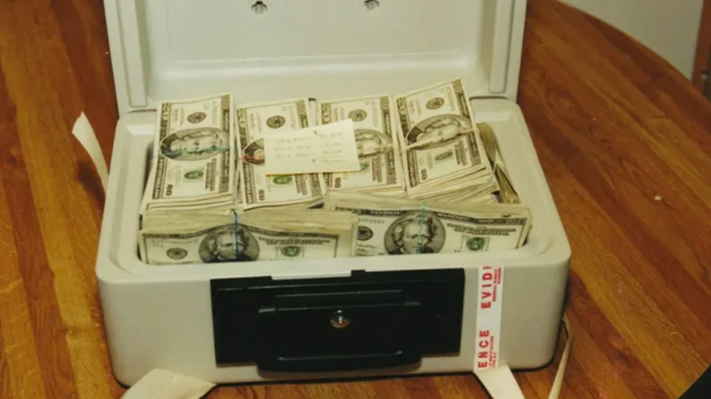 Box of money with Amercian dollars