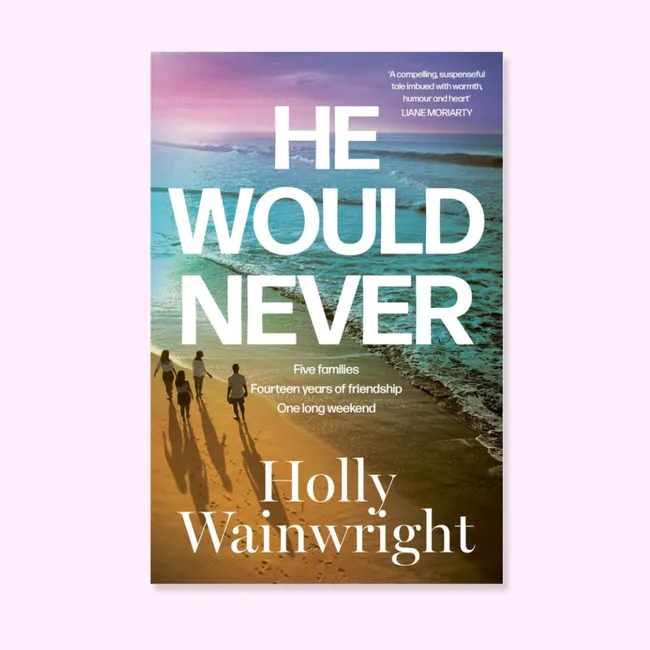 Book cover on light pink background