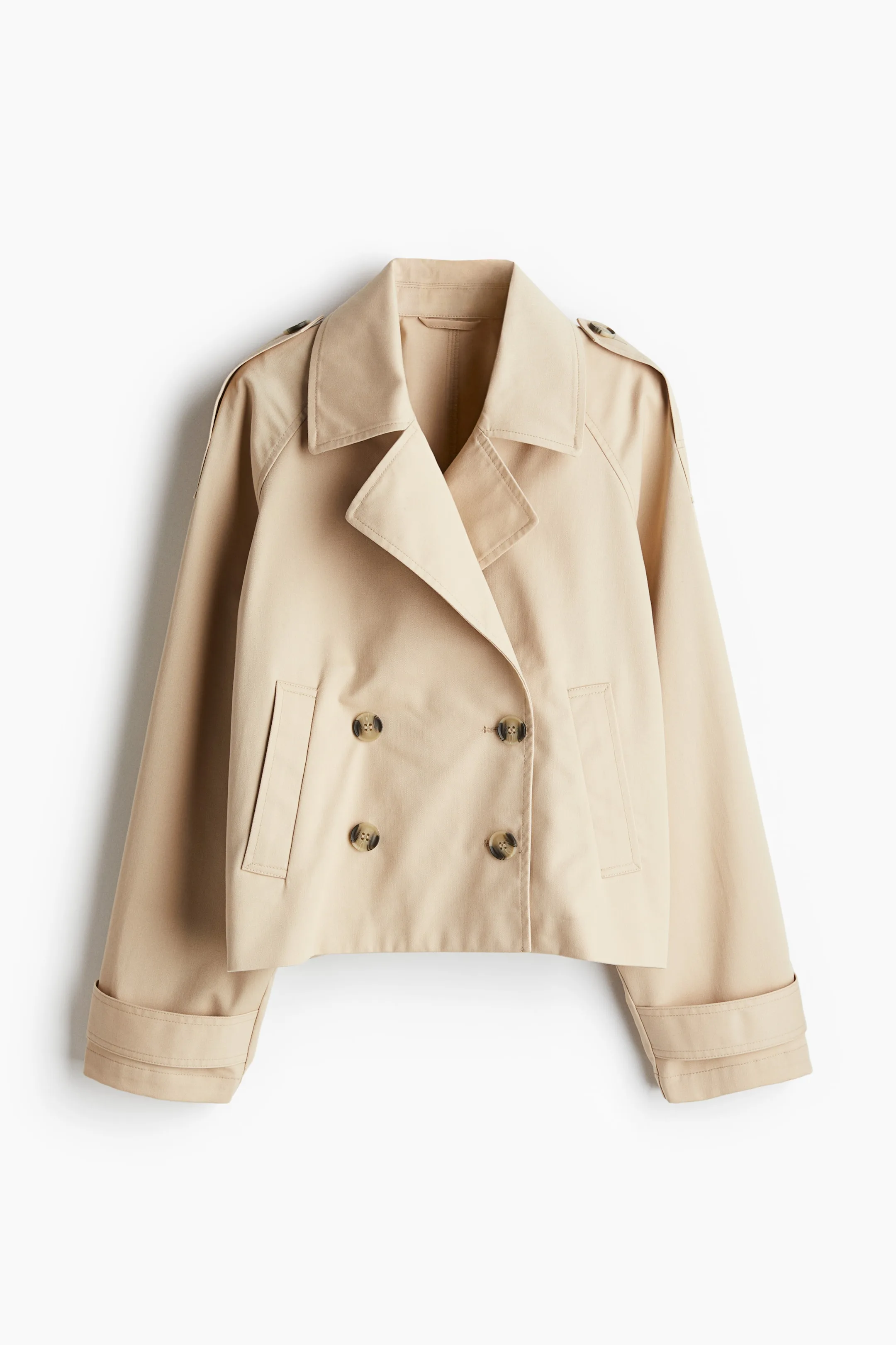 cropped light beige trench coat H&M
