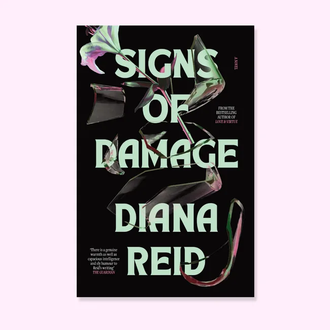 Book cover on light pink background