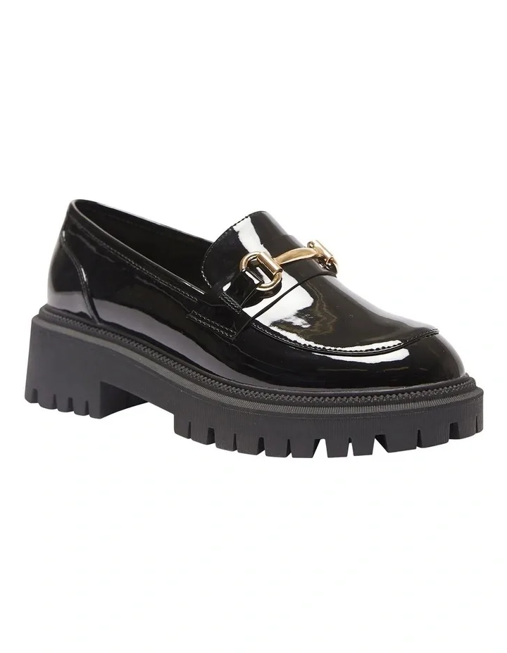 Chunky black shoes, Ravella patent leather loafers