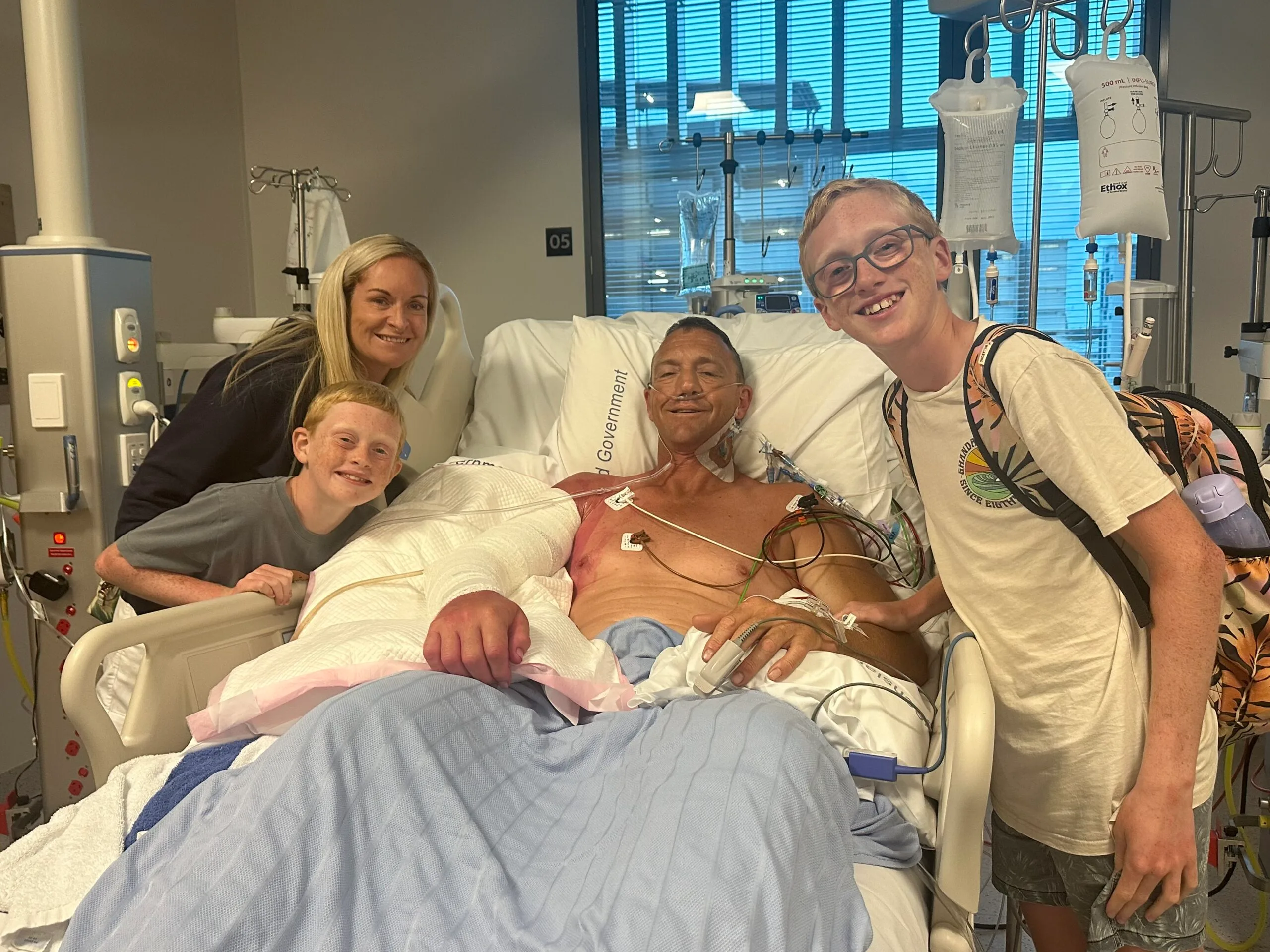 Image of family with patient in hospital recovering from sepsis