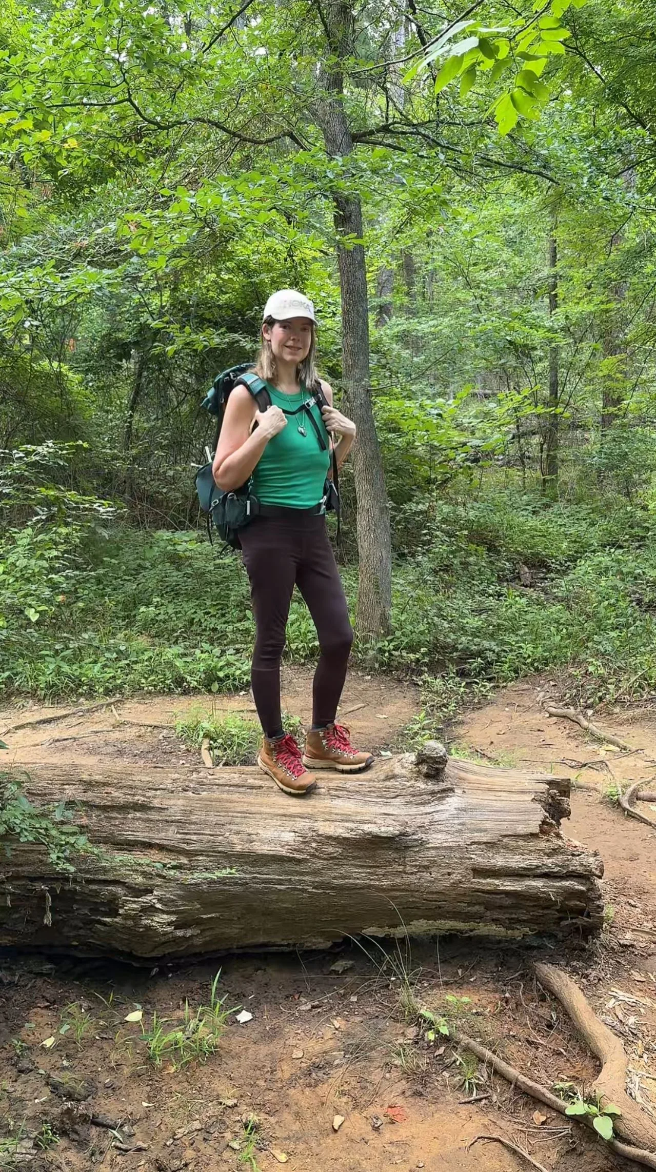 Smiling woman on a hike 