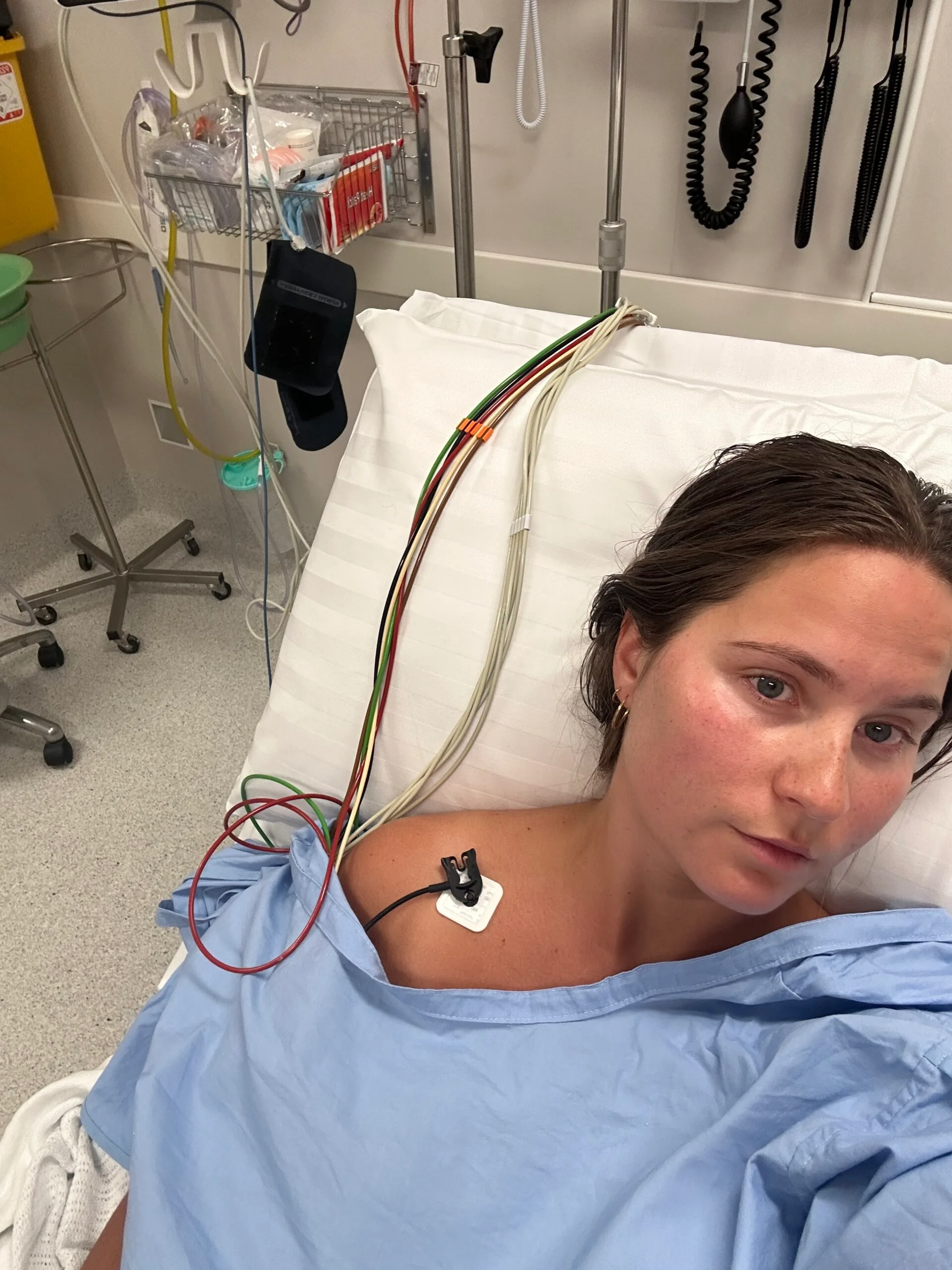 Hayley in hospital suffering from endometriosis and fibromyalgia