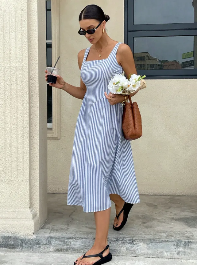 Striped midi dress