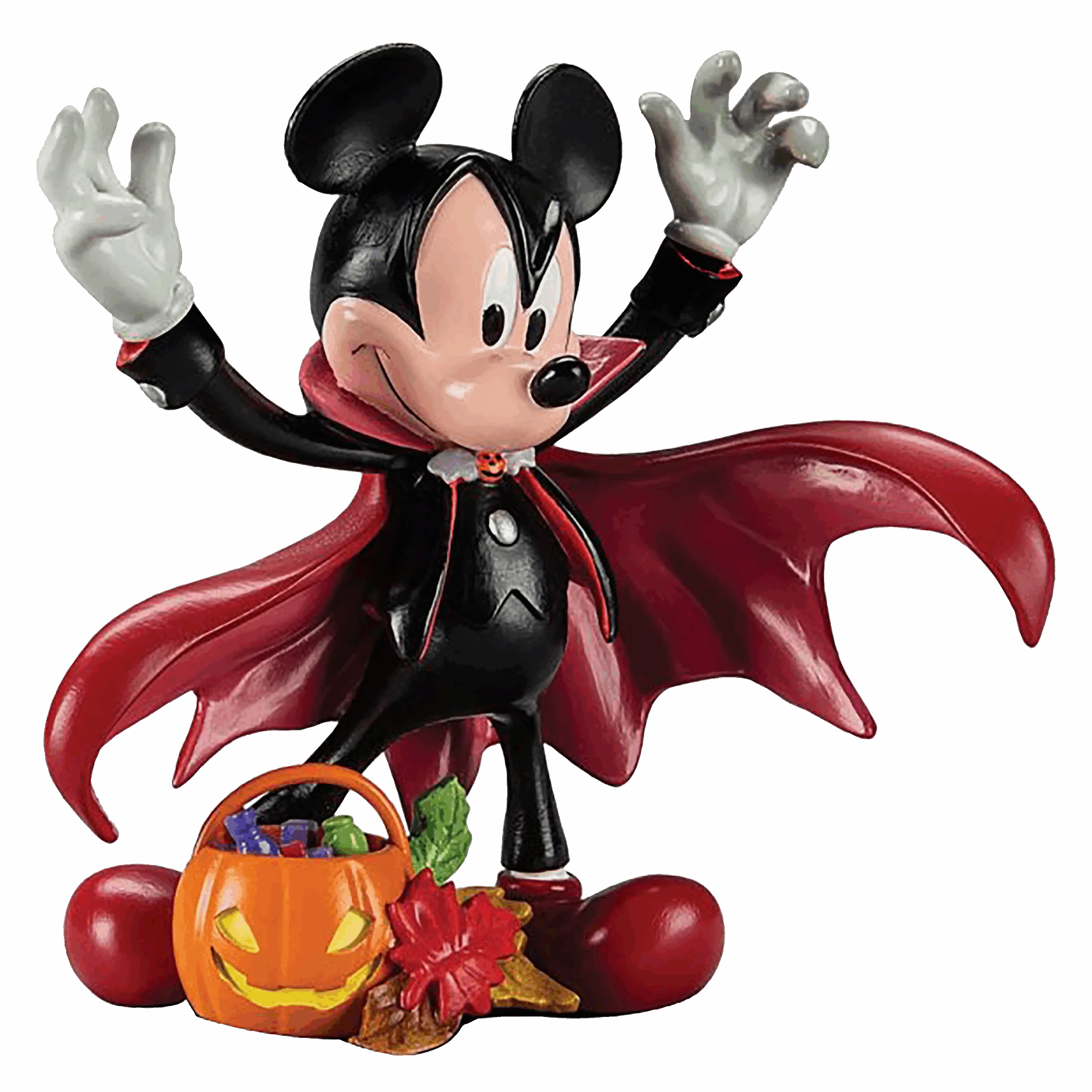 Mickey Mouse sculpture. He's wearing a vampire outfit.