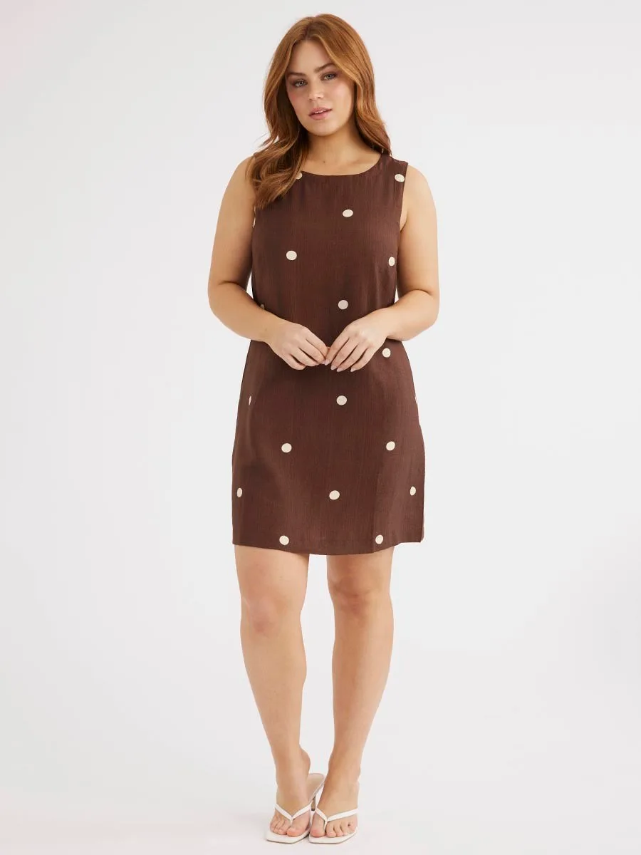 Chocolate brown polka dot minidress