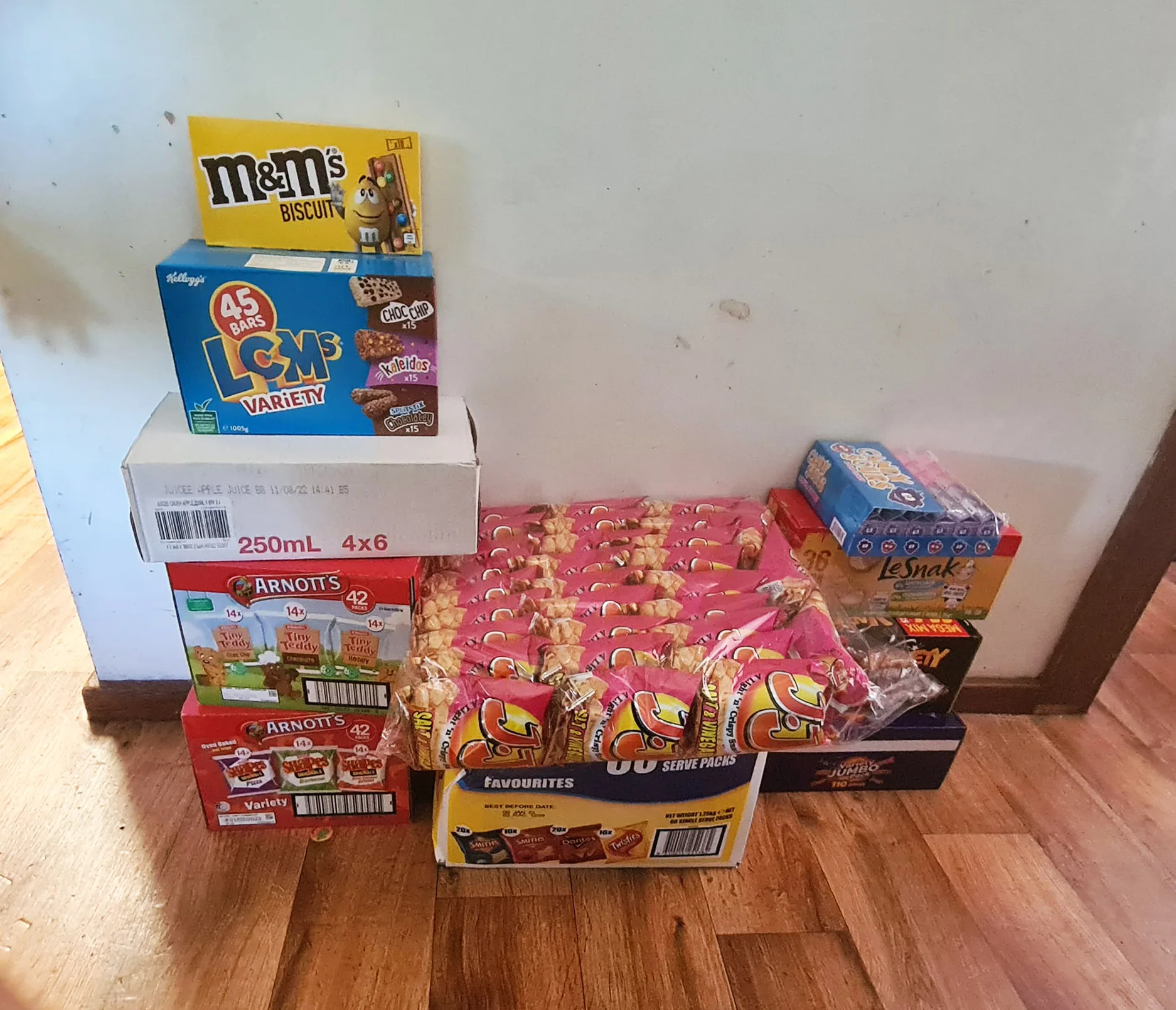 lunchboxes snacks stacked up