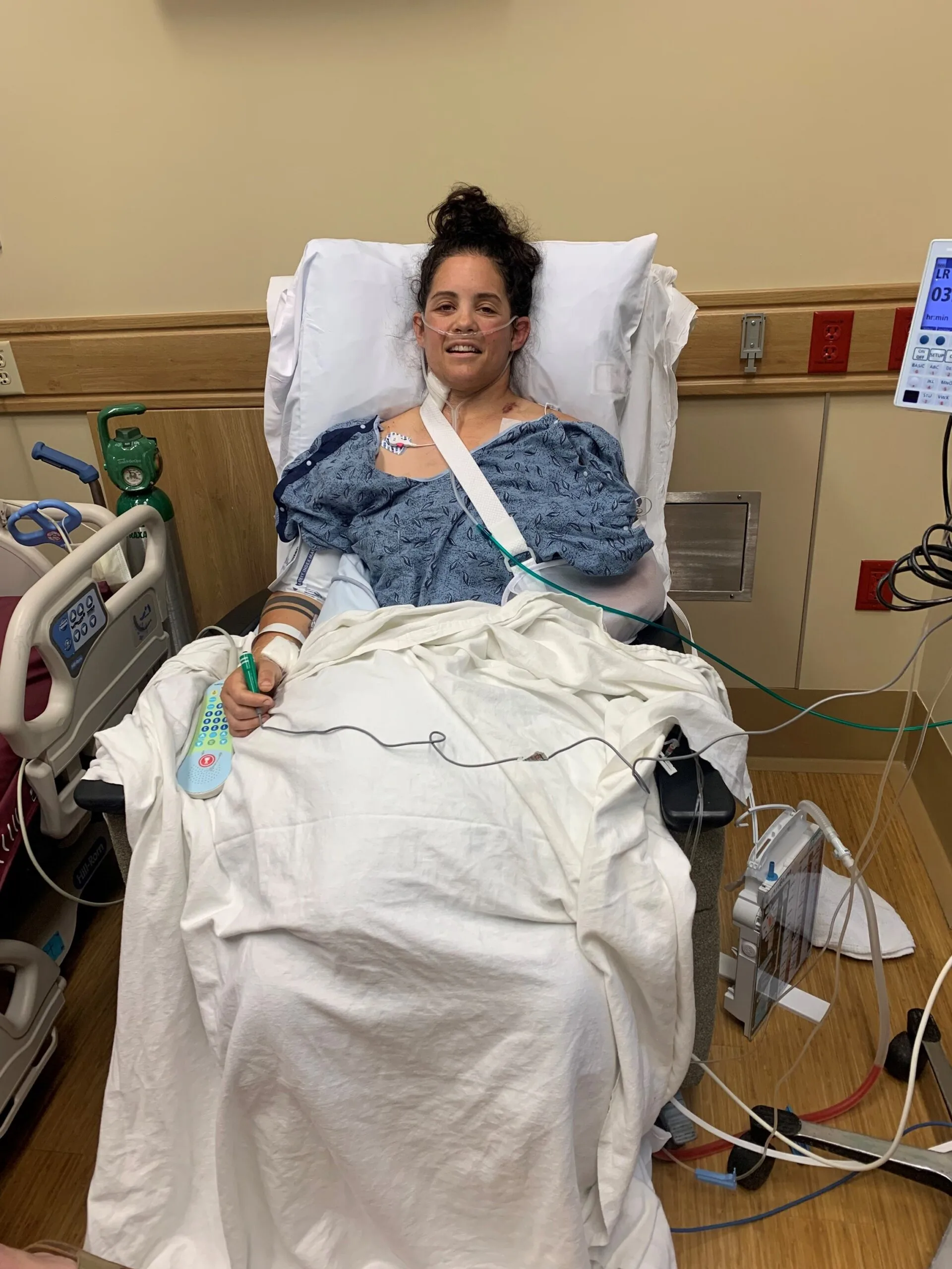 Ashley in hospital following the accident