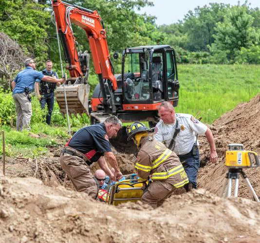 Rescuers at the scene of an accident