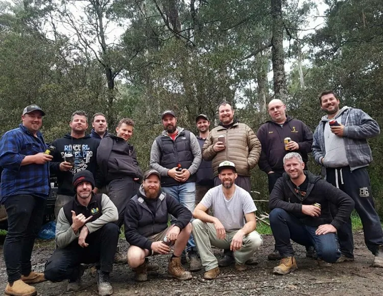 Image of group of mates camping