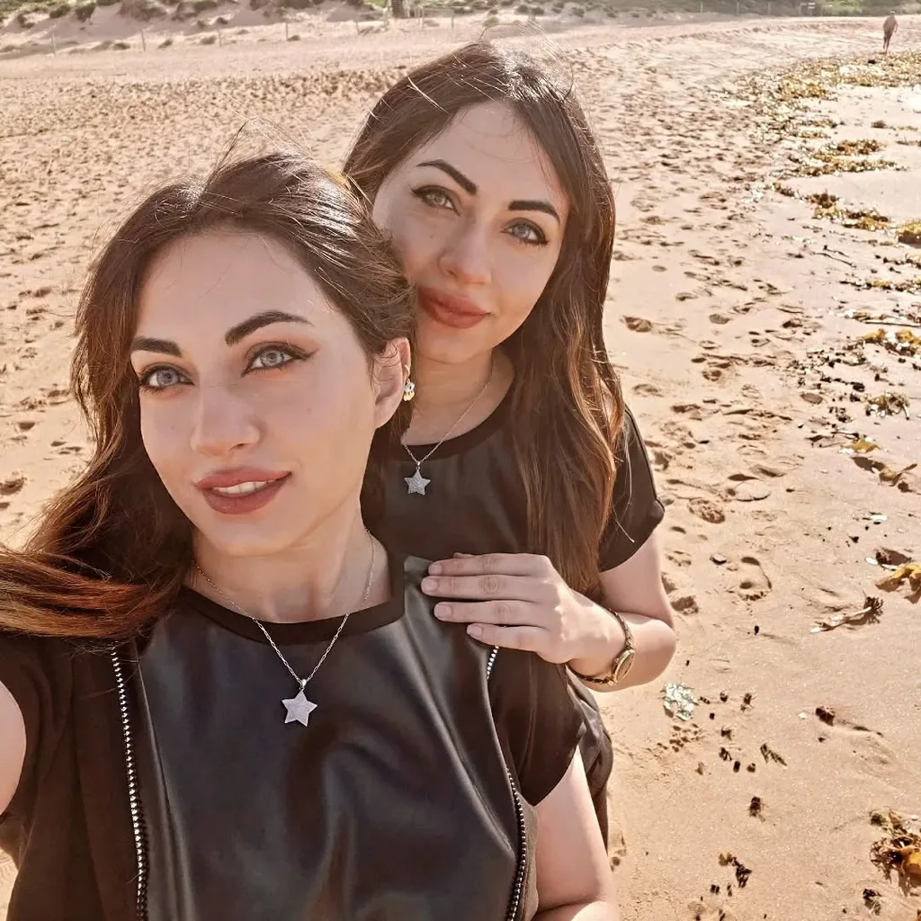 Nahid( front) Nazanin ( back) at the beach