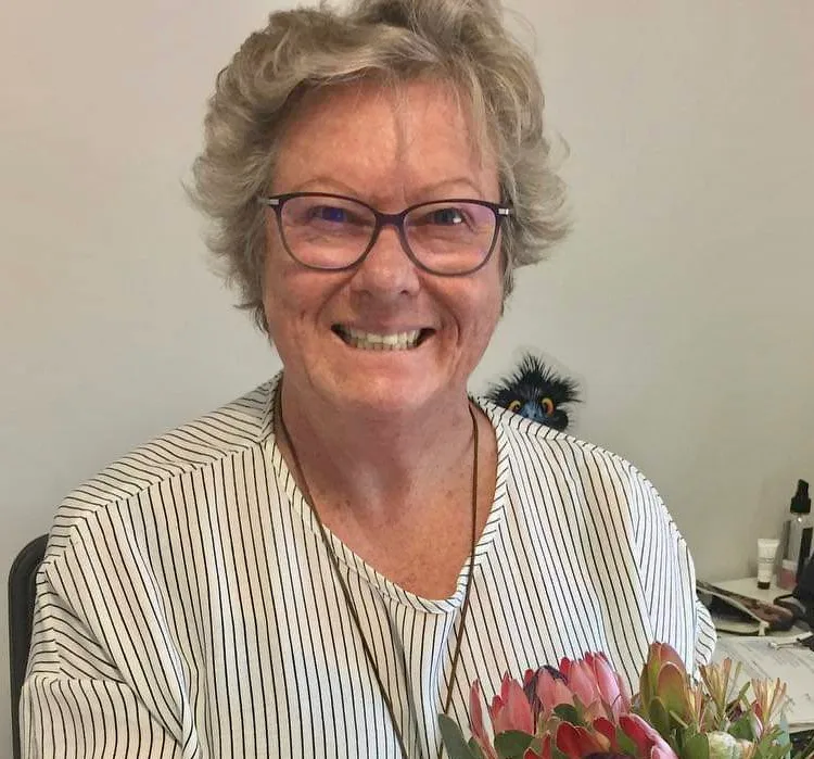 woman in striped blouse