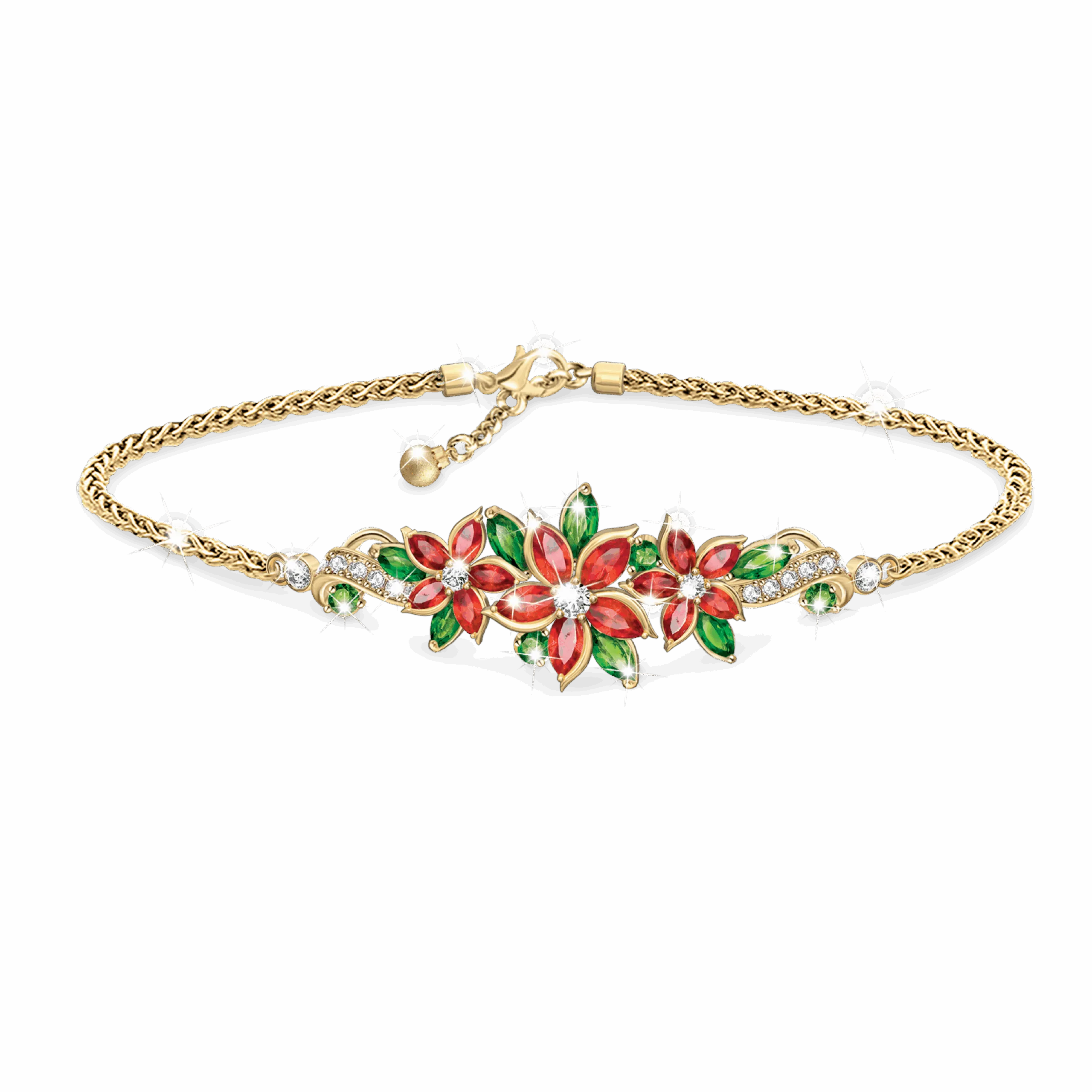 Christmas Blooms Crystal Poinsettia Bracelet
