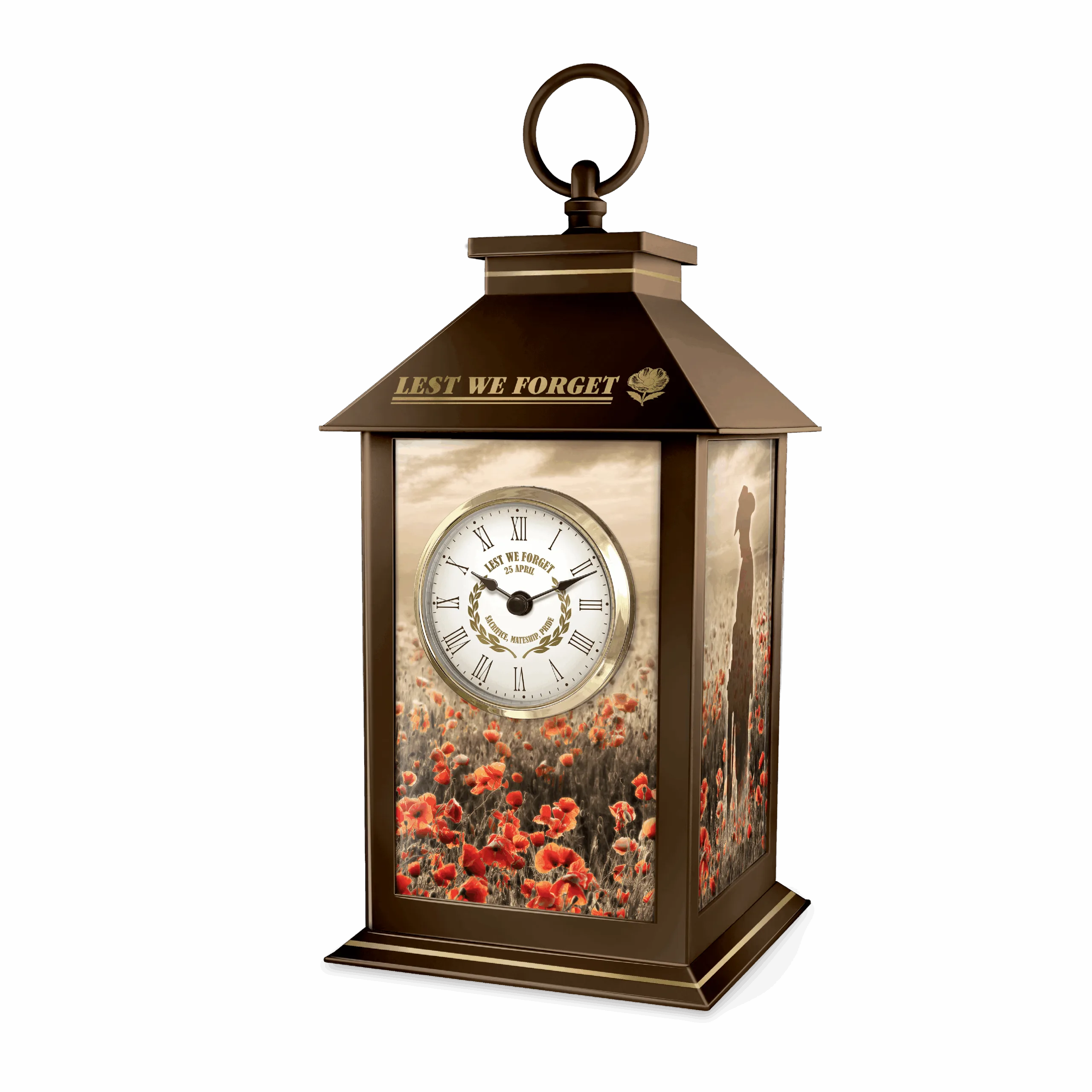 Carriage clock with poppies