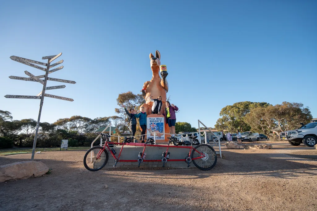 The four friends with The Big Kangaroo