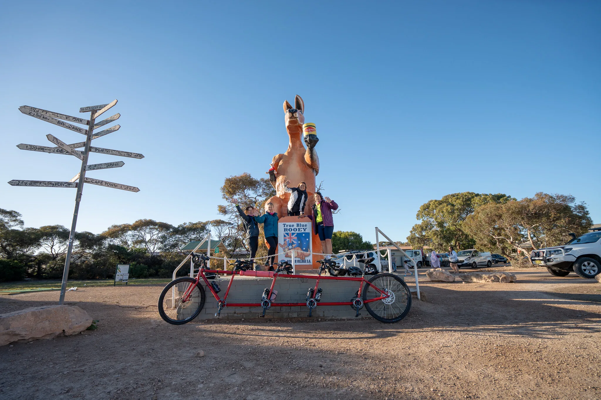 The four friends with The Big Kangaroo