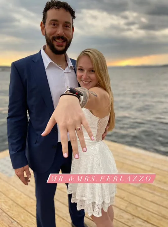 Emily (right) married Joseph (left) a month after they were engaged