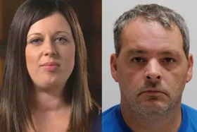 Jennifer Schuett (pictured left) and the man who attacked her, Dennis Earl Bradford (left) (Credit: CBS News and FBI)