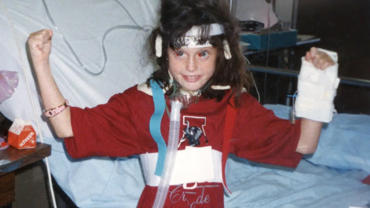 Brave Jennifer (pictured) in hospital recovering from the violent attack 