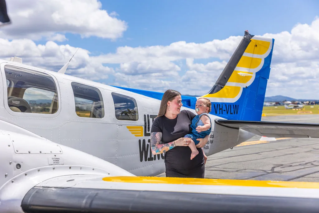 Tayla and baby Koa were transported to hospital via Little Wings - a not-for-profit organisation that transports sick kids in regional communities.