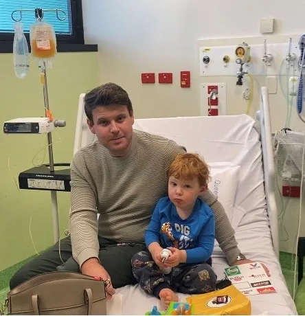 Joey at hospital receiving his plasma