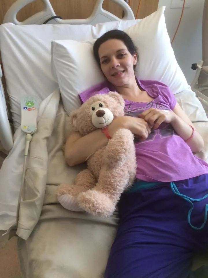 Image of woman recovering from bowel cancer in hospital