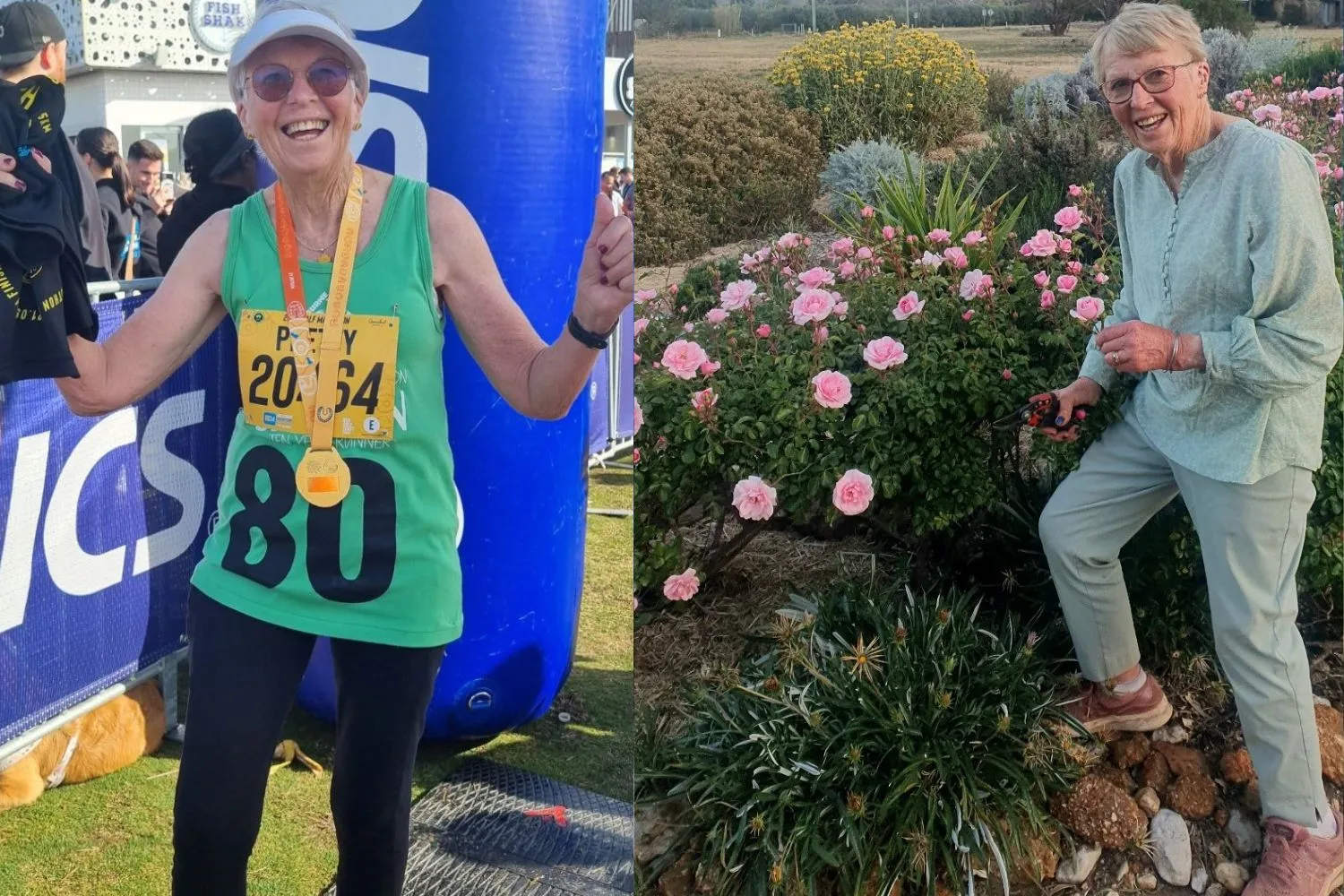 Heather Cooper (pictured left and right) was diagnosed with dementia after experiencing different symptoms including becoming increasingly unsteady on her feet.