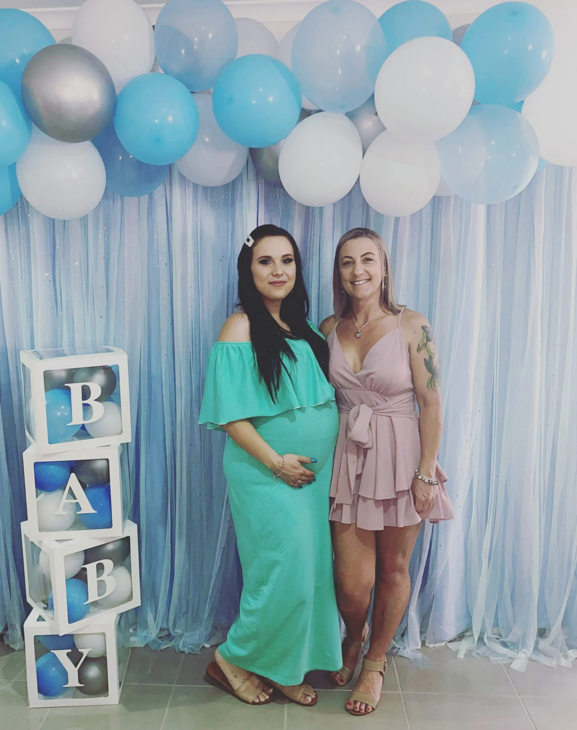 mother and daughter at a babyshower