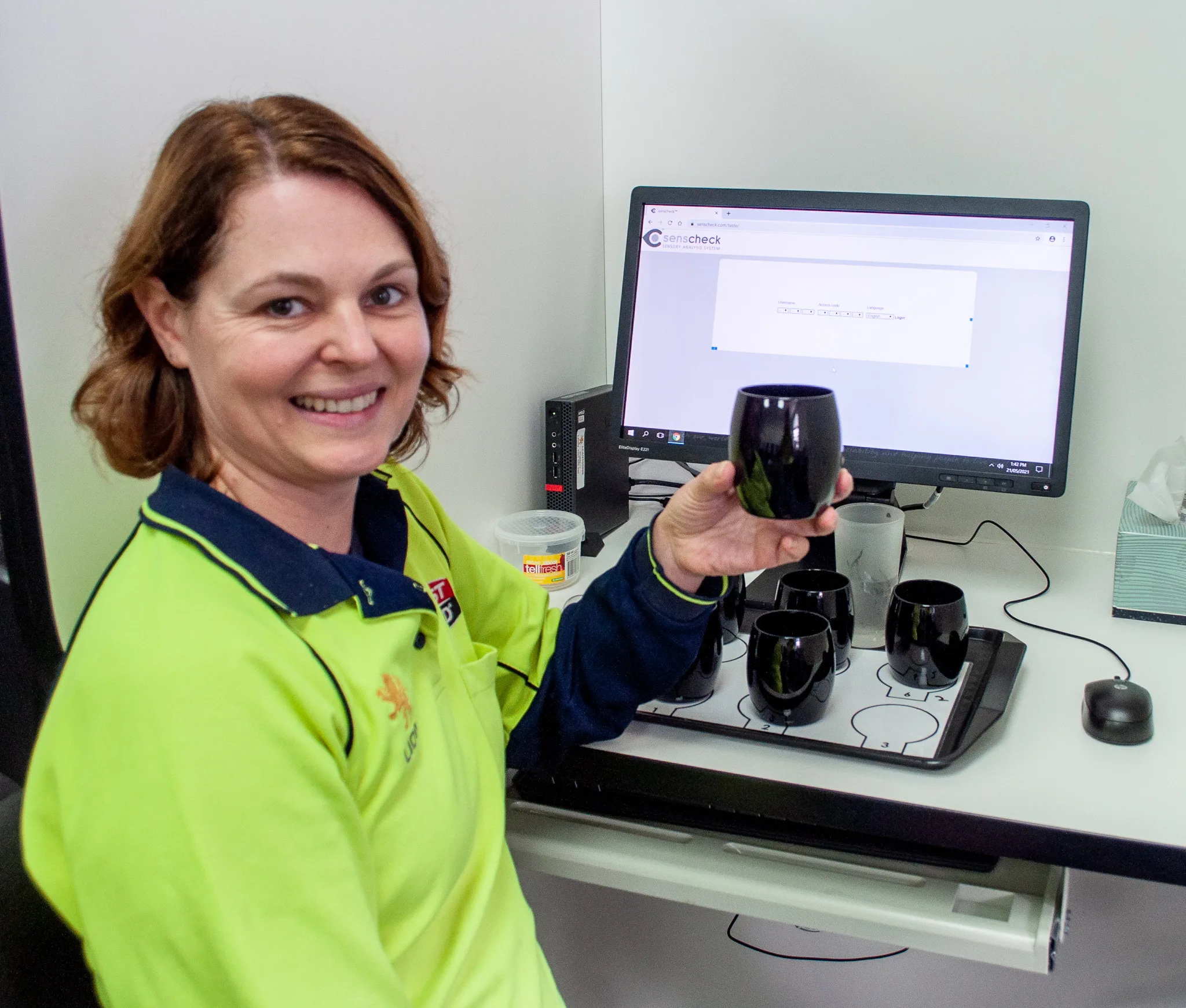 Briony working in the sensory lab at West End Brewery in Adelaide