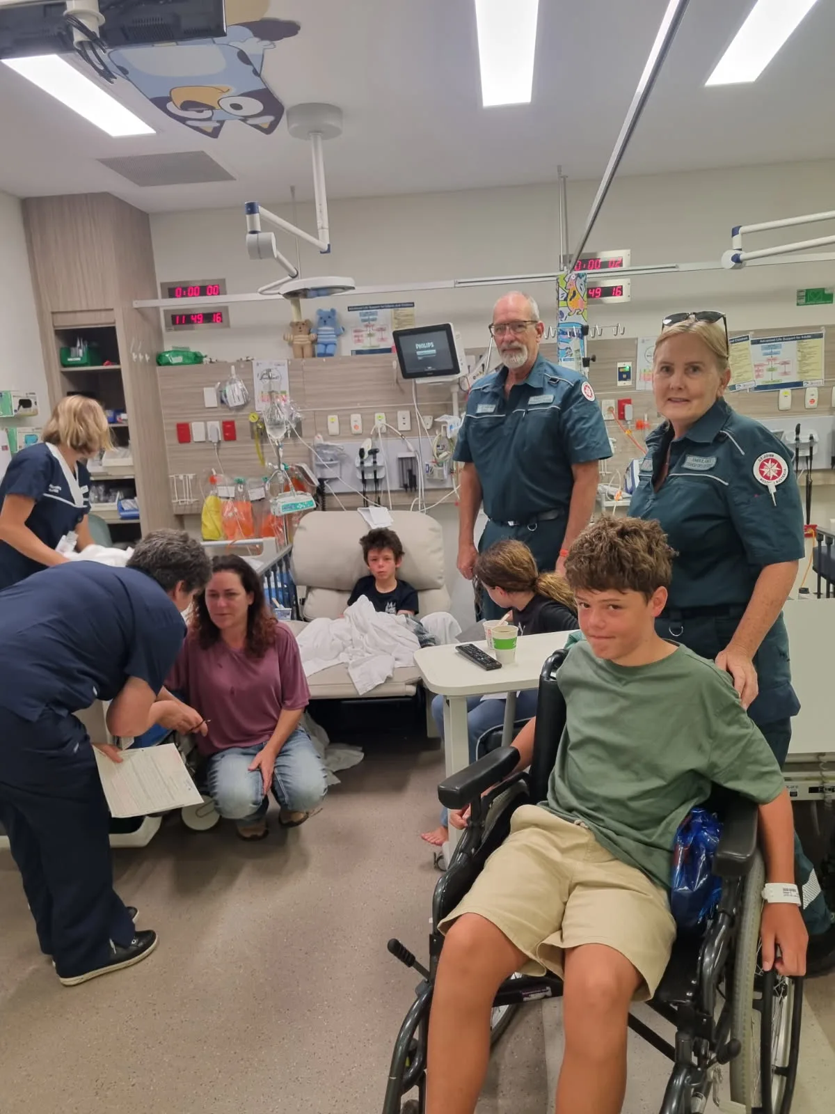 children and mother in hospital 