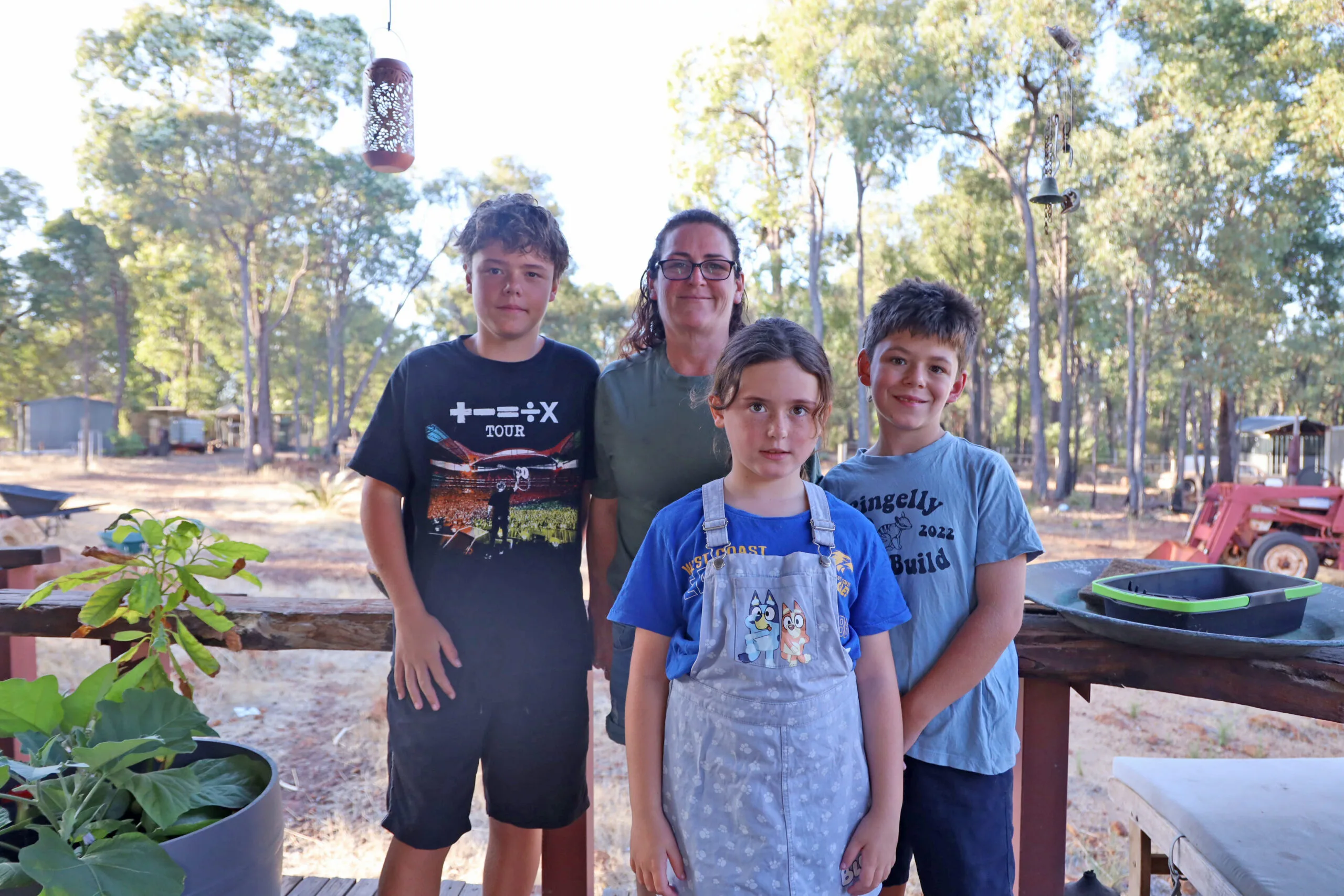 family outside in aussie bush