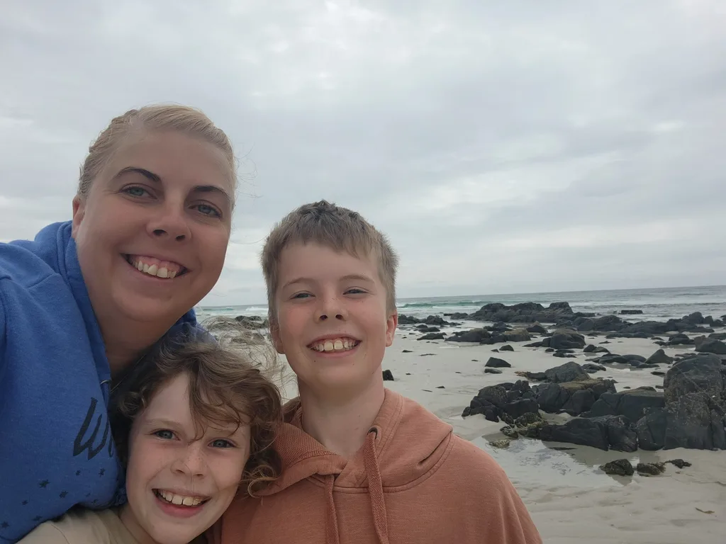 Image of mother and two children