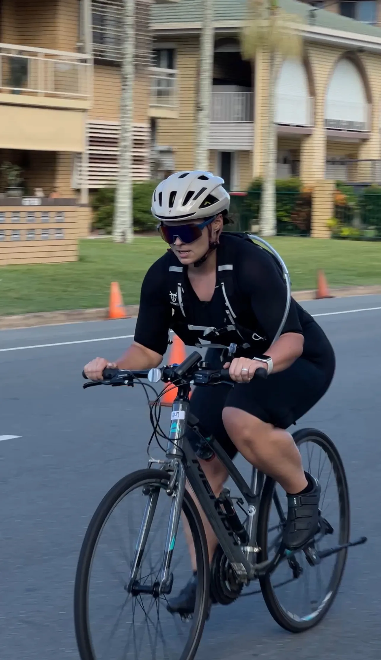 woman riding road bike