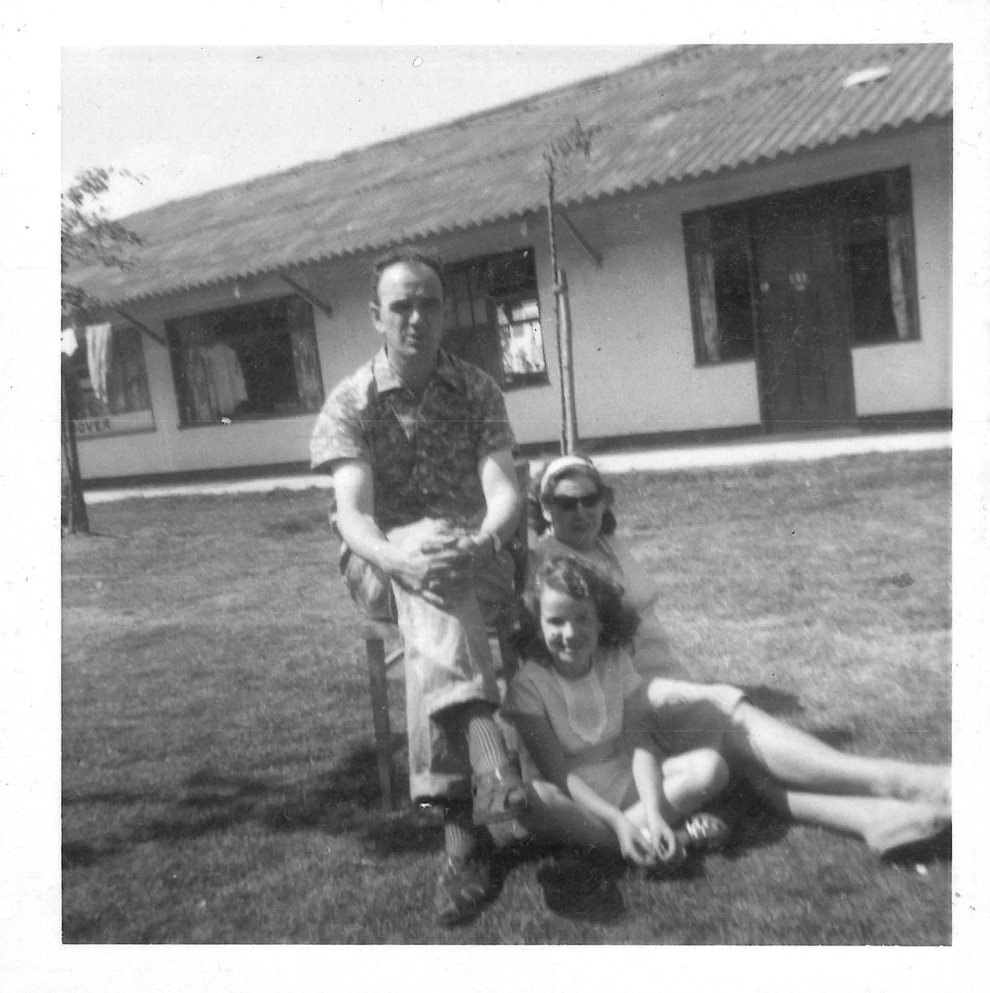 black and white family picture