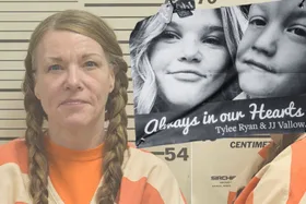 L: Lori Vallow Daybell R: A tribute to Tylee and her brother JJ