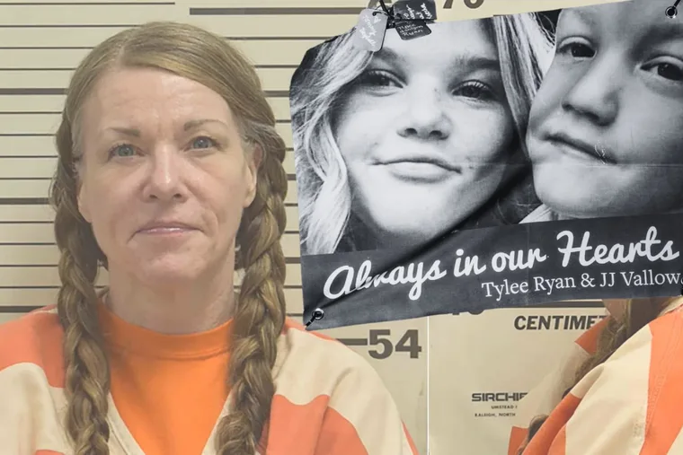 L: Lori Vallow Daybell R: A tribute to Tylee and her brother JJ