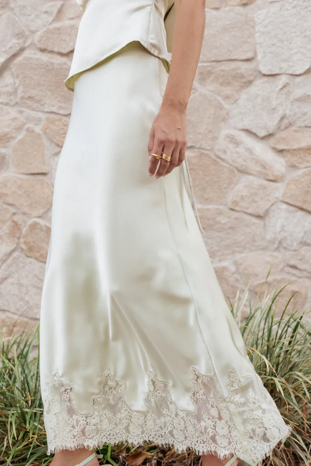 Petal and Pup lace insert midi skirt
